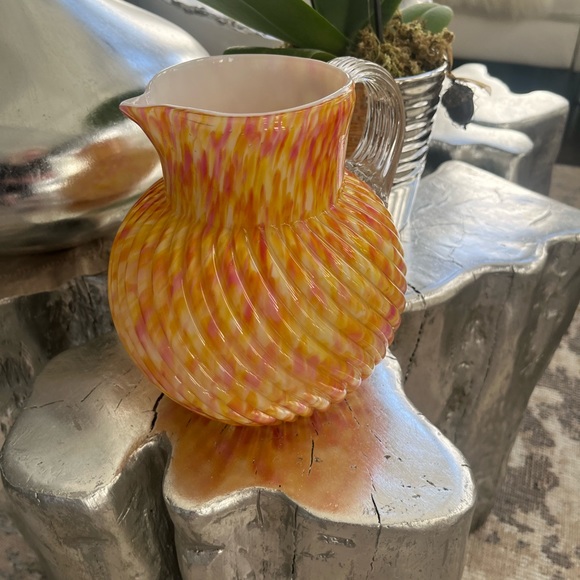 Made by web in England Victorian glass swirl rib, optic Polychrome ball pitcer - Picture 9 of 15